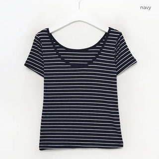 U-neck striped T-shirt