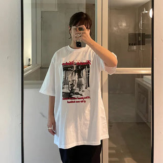 Vintage photo print short-sleeved T-shirt