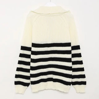 Half-zip striped knit