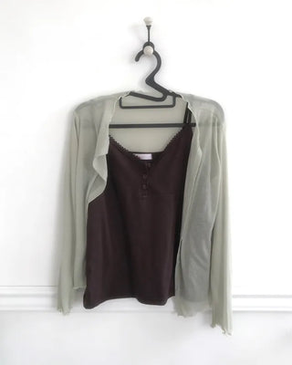 lace button sleeveless (4color)