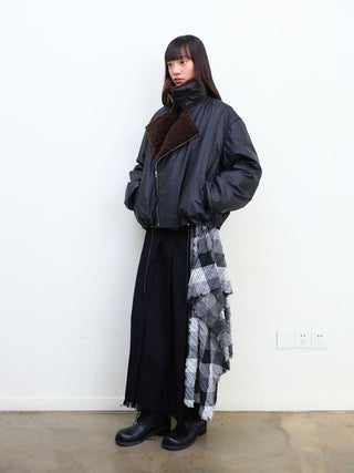 [NEVERSEEZ] Lapel Fleece Diagonal Zipper Jacket