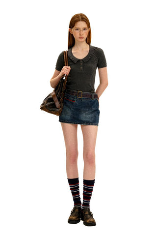 [Moromoro2] Washed Denim Fringe  Collection