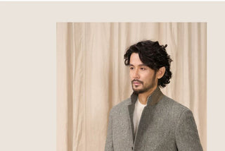 [CULTUM] Wool Blend Herringbone Blazer