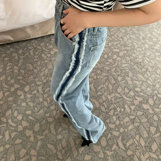 Line Point Wide Denim Pants
