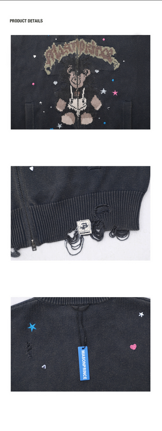 [MASONPRINCE] Punk Bear Jacquard Cardigan