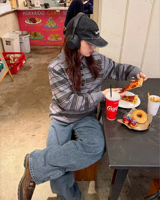 Balloon wide denim pants