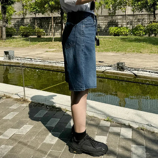D-ring Bermuda denim pants