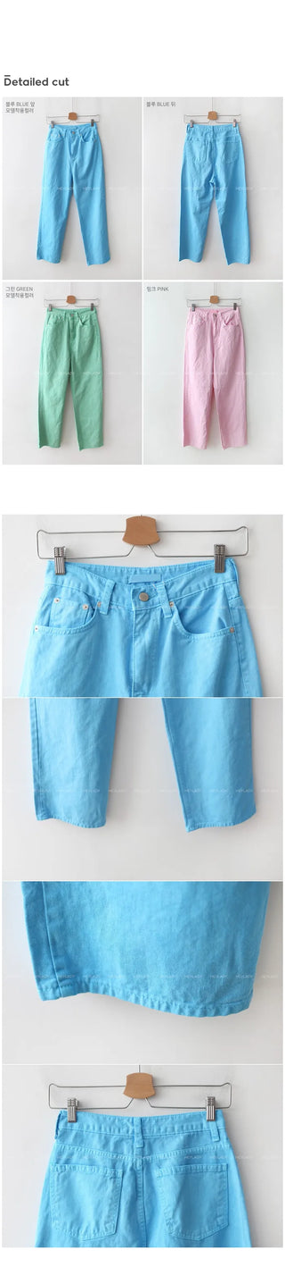 Point Color Wide Washing Pants