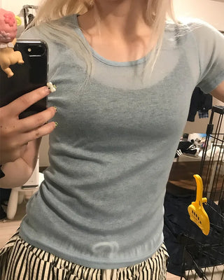 See-through layered half T-shirt