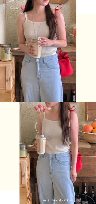 U-neck ribbed sleeveless top (3c)