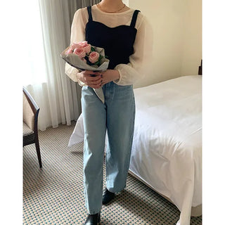 Wide denim pants