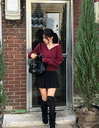 (Pleated skirt with built-in inner shorts)