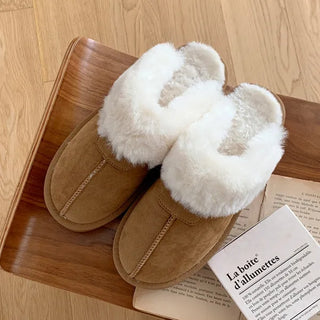 0635 Cute Suede Fur Platform Slippers (2 colors)