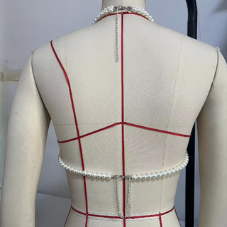 White halter o ring beaded backless top