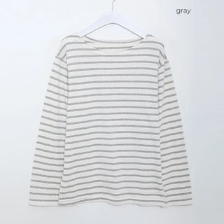haru stripe boat neck T