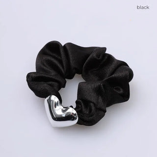 Silver Heart Scrunchie