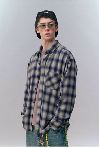 [Monterest] Oversized Yarn-Dyed Plaid Shirt