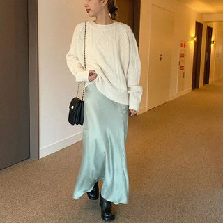Satin long skirt