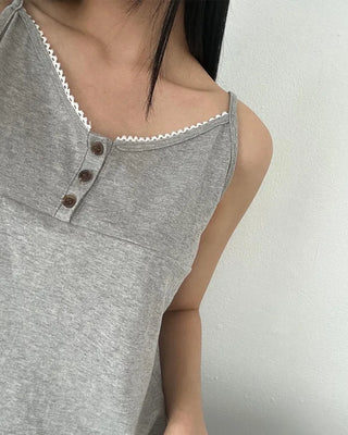 lace button sleeveless (4color)