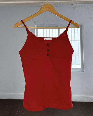 lace button sleeveless (4color)
