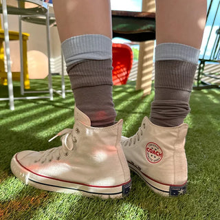 Color-blocked knee-high socks