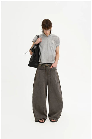 [MASONPRINCE] Washed Raw Edge Knit Set in Elephant Gray