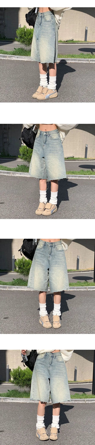 Bermuda Faded Denim Cut Pants - 2 Colors