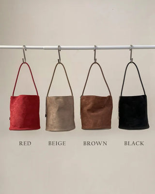 Suede Chain Mini Shoulder Bucket Bag
