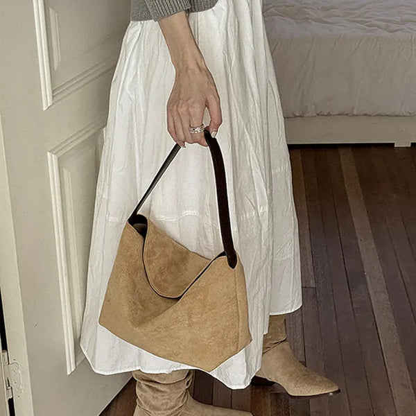 Korean-style fluffy suede shoulder bag