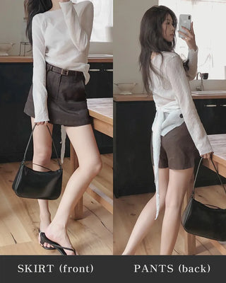 Linen mini skirt pants