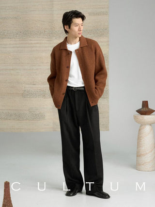 [CULTUM] Wool Collar Button Cardigan