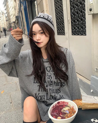 Lettering Hooded Oversized T-Shirt (4 colors)
