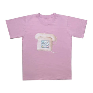 [2 colors] Button-up ribbed short-sleeved T-shirt
