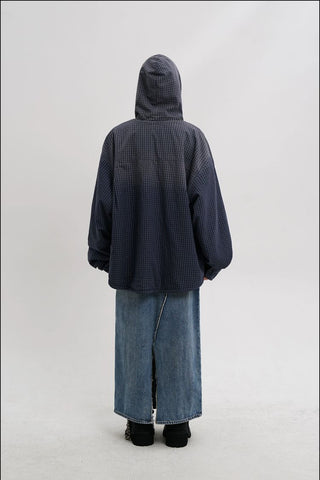 [MASONPRINCE] Plaid Wool Fleece Hooded Jacket