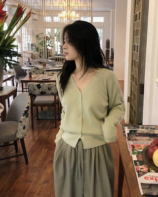 (9 colors) Washable fluffy knit cardigan