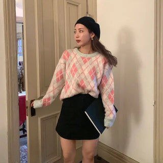 Argyle wool knit