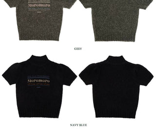 [Moromoro2] Alpaca Blend Logo Embroidered Mock Neck  Knit