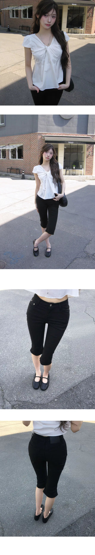 Stretchy Spandex Capri Cotton Pants - 2 colors