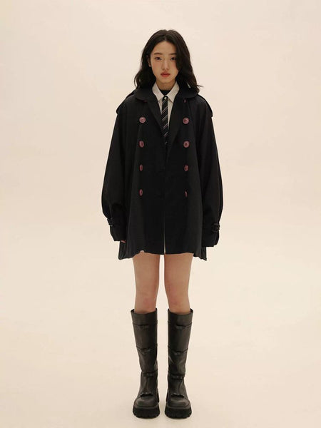 [Moromoro2] Wool Blend Doll Collar Trench  Coat