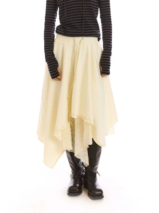 [NeverSeez] Lace Layered Knit Midi Skirt