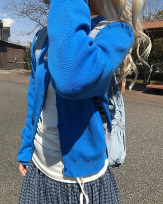 Simple round neck cardigan
