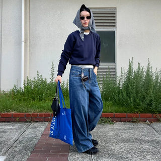 Wide denim pants