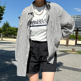 Checked sheer shirt