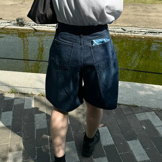 D-ring Bermuda denim pants