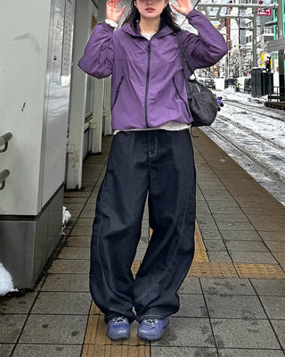 (Unisex) Color-block balloon denim pants