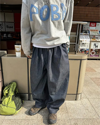 (Unisex) Two-pleat wide-leg pants