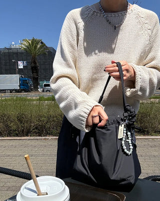 [8th Re-release] (ORIGINAL) Medium Drawstring Shoulder Bag (black)