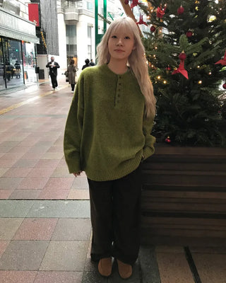Henley neck oversized knit
