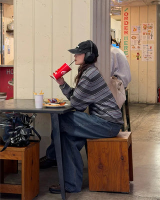 Balloon wide denim pants