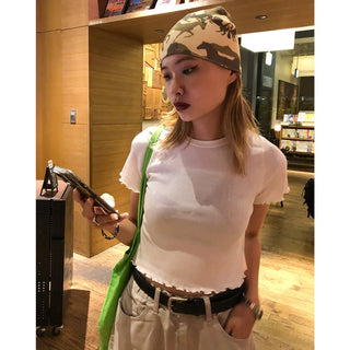 Cropped Frill Half-Sleeve T-Shirt